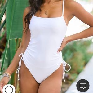 NWT White Lulus One Piece Bathing Suit L